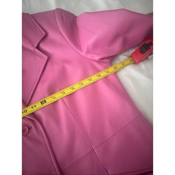Nordstrom Pink Lambskin Leather Buttery SOFT Blazer Coat Size Petite Large - Picture 4 of 8